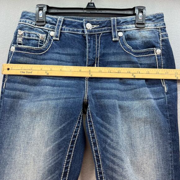 Miss Me Jeans Women's 29x33 (8) Blue Straight Embellished Angel Wings Blingy - Picture 12 of 15